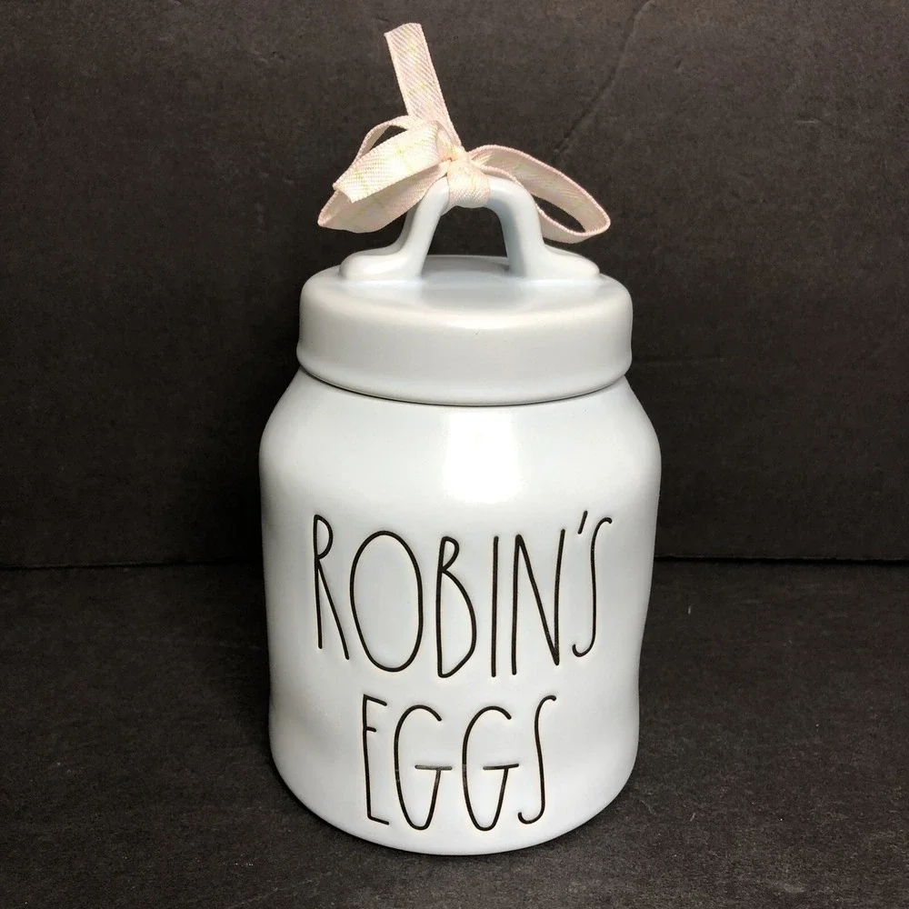 Magenta Rae Dunn Robins Eggs Canister with Lid Baby Blue 7